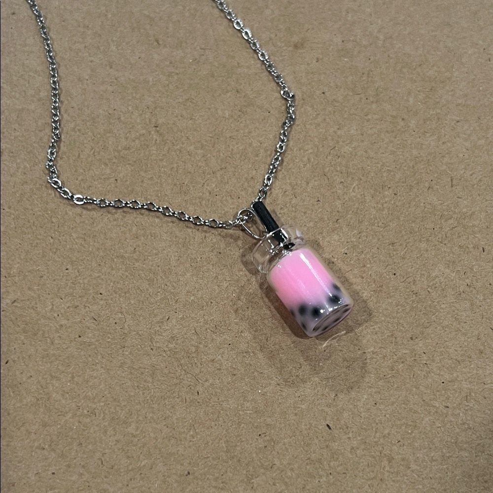 Charming Pink Bubble Tea Necklace